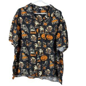 Wicked Clothes Halloween Print Button Down Shirt Sz 3XL Retro Indie Cozy